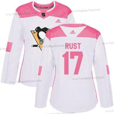 Adidas Žena Pittsburgh Penguins #17 Bryan Rust Bílý Růžový Autentické Sešitý NHL Dres