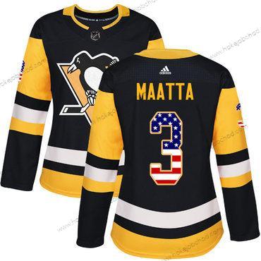 Adidas Žena Pittsburgh Penguins #3 Olli Maatta Černá Domácí Autentické USA Flag Sešitý NHL Dres