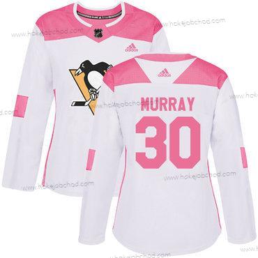 Adidas Žena Pittsburgh Penguins #30 Matt Murray Bílý Růžový Autentické Sešitý NHL Dres