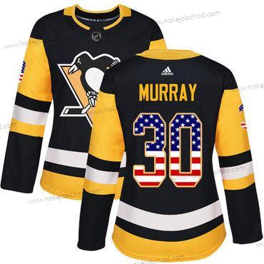 Adidas Žena Pittsburgh Penguins #30 Matt Murray Černá Domácí Autentické USA Flag Sešitý NHL Dres