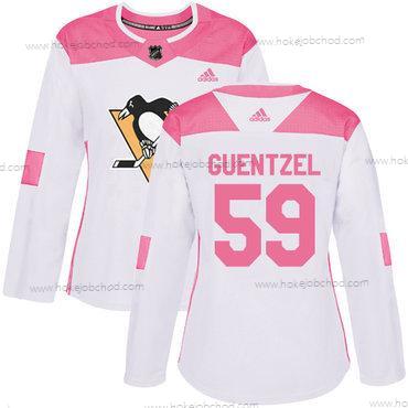 Adidas Žena Pittsburgh Penguins #59 Jake Guentzel Bílý Růžový Autentické Sešitý NHL Dres