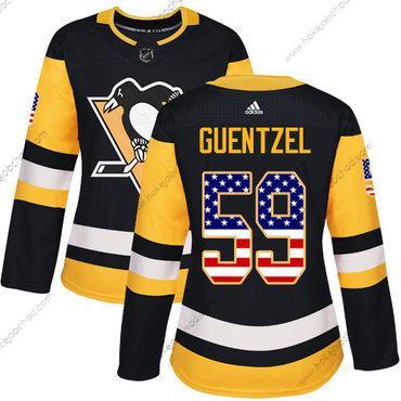 Adidas Žena Pittsburgh Penguins #59 Jake Guentzel Černá Domácí Autentické USA Flag Sešitý NHL Dres