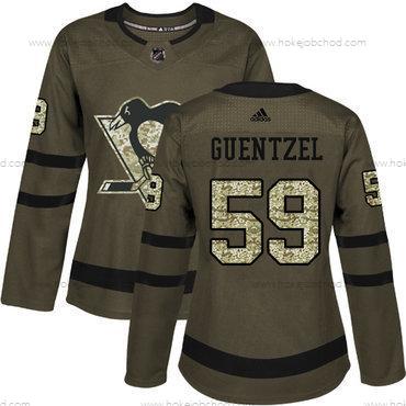 Adidas Žena Pittsburgh Penguins #59 Jake Guentzel Zelená Salute to Service Sešitý NHL Dres