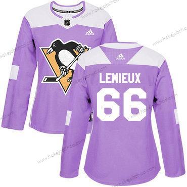 Adidas Žena Pittsburgh Penguins #66 Mario Lemieux Nachový Autentické Bojuje proti rakovině Sešitý NHL Dres