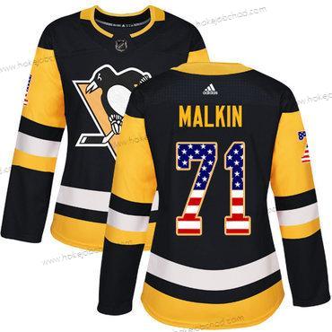 Adidas Žena Pittsburgh Penguins #71 Evgeni Malkin Černá Domácí Autentické USA Flag Sešitý NHL Dres