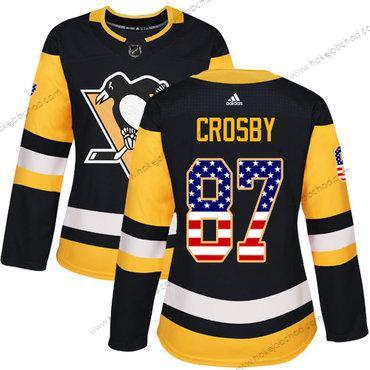 Adidas Žena Pittsburgh Penguins #87 Sidney Crosby Černá Domácí Autentické USA Flag Sešitý NHL Dres