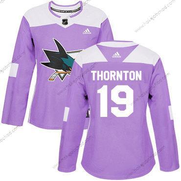 Adidas Žena San Jose Sharks #19 Joe Thornton Nachový Autentické Bojuje proti rakovině Sešitý NHL Dres