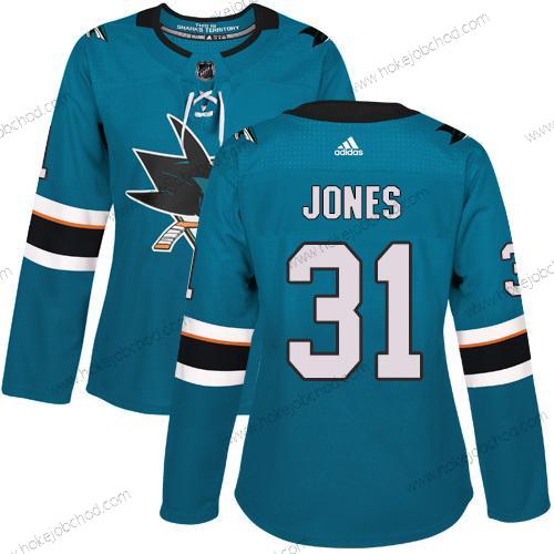 Adidas Žena San Jose Sharks #31 Martin Jones Modrozelená Domácí Autentické Sešitý NHL Dres