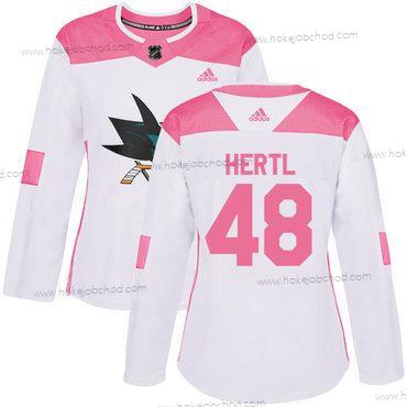 Adidas Žena San Jose Sharks #48 Tomas Hertl Bílý Růžový Autentické Sešitý NHL Dres