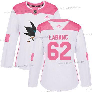 Adidas Žena San Jose Sharks #62 Kevin Labanc Bílý Růžový Autentické Sešitý NHL Dres