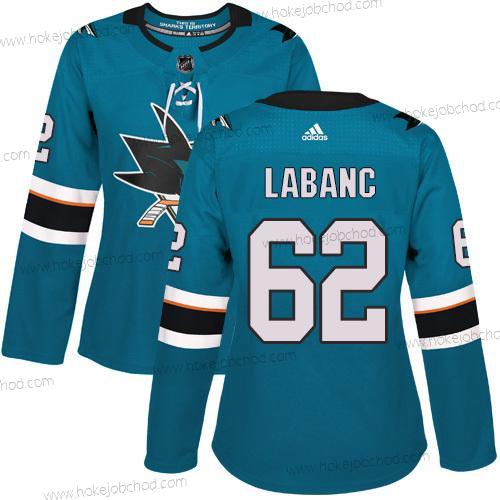 Adidas Žena San Jose Sharks #62 Kevin Labanc Modrozelená Domácí Autentické Sešitý NHL Dres