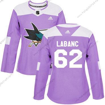 Adidas Žena San Jose Sharks #62 Kevin Labanc Nachový Autentické Bojuje proti rakovině Sešitý NHL Dres