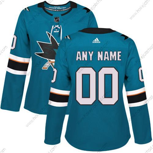 Adidas Žena San Jose Sharks Přizpůsobené Autentické Modrozelená Domácí NHL Dres