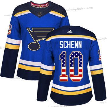 Adidas Žena St. Louis Blues #10 Brayden Schenn Modrý Domácí Autentické USA Flag Sešitý NHL Dres