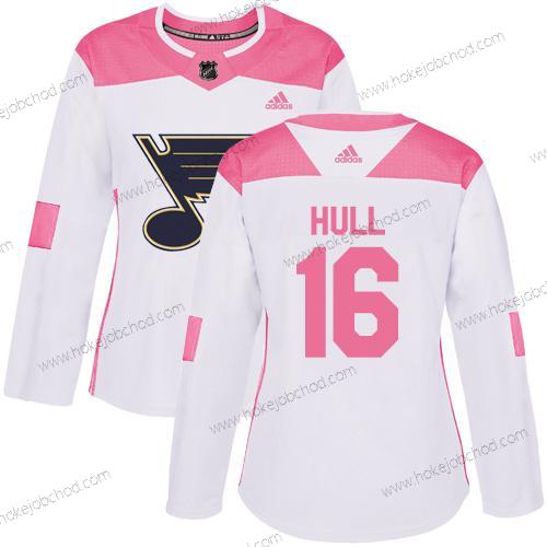 Adidas Žena St. Louis Blues #16 Brett Hull Bílý Růžový Autentické Sešitý NHL Dres