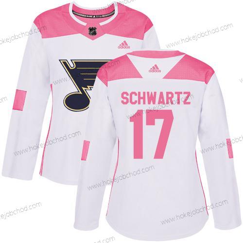 Adidas Žena St. Louis Blues #17 Jaden Schwartz Bílý Růžový Autentické Sešitý NHL Dres