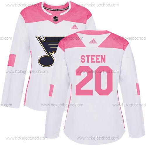 Adidas Žena St. Louis Blues #20 Alexander Steen Bílý Růžový Autentické Sešitý NHL Dres