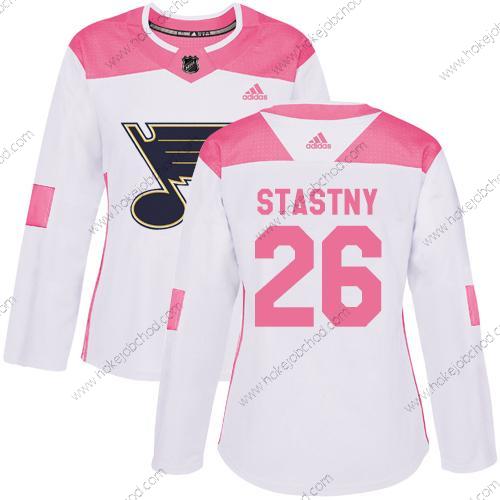 Adidas Žena St. Louis Blues #26 Paul Stastny Bílý Růžový Autentické Sešitý NHL Dres