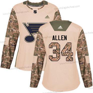 Adidas Žena St. Louis Blues #34 Jake Allen Camo Autentické 2017 Veterans Day Sešitý NHL Dres