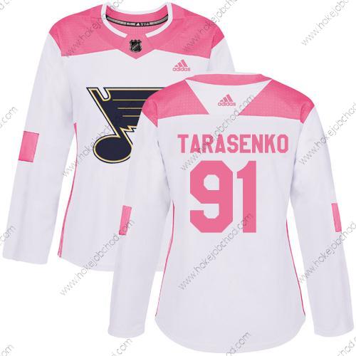 Adidas Žena St. Louis Blues #91 Vladimir Tarasenko Bílý Růžový Autentické Sešitý NHL Dres