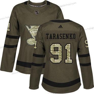 Adidas Žena St. Louis Blues #91 Vladimir Tarasenko Zelená Salute to Service Sešitý NHL Dres