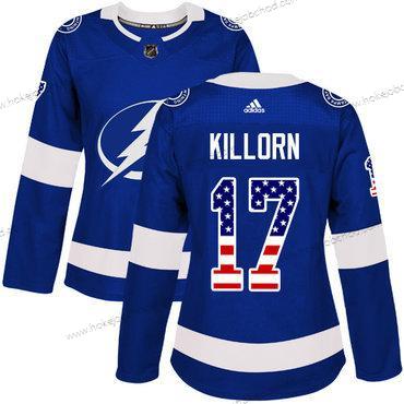 Adidas Žena Tampa Bay Lightning #17 Alex Killorn Modrý Domácí Autentické USA Flag Sešitý NHL Dres