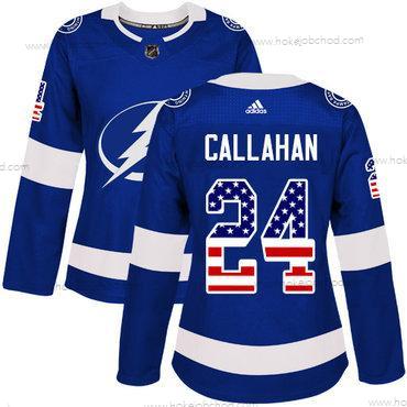 Adidas Žena Tampa Bay Lightning #24 Ryan Callahan Modrý Domácí Autentické USA Flag Sešitý NHL Dres