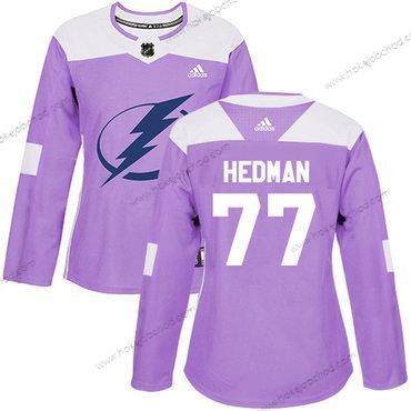 Adidas Žena Tampa Bay Lightning #77 Victor Hedman Nachový Autentické Bojuje proti rakovině Sešitý NHL Dres