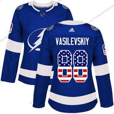 Adidas Žena Tampa Bay Lightning #88 Andrei Vasilevskiy Modrý Domácí Autentické USA Flag Sešitý NHL Dres