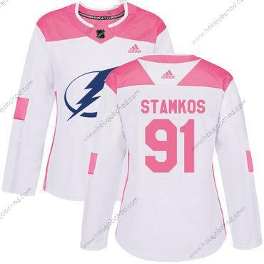 Adidas Žena Tampa Bay Lightning #91 Steven Stamkos Bílý Růžový Autentické Sešitý NHL Dres