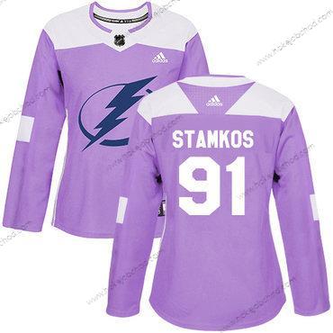 Adidas Žena Tampa Bay Lightning #91 Steven Stamkos Nachový Autentické Bojuje proti rakovině Sešitý NHL Dres