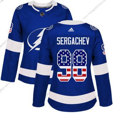 Adidas Žena Tampa Bay Lightning #98 Mikhail Sergachev Modrý Domácí Autentické USA Flag Sešitý NHL Dres