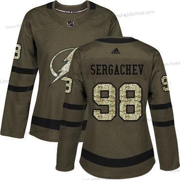 Adidas Žena Tampa Bay Lightning #98 Mikhail Sergachev Zelená Salute to Service Sešitý NHL Dres