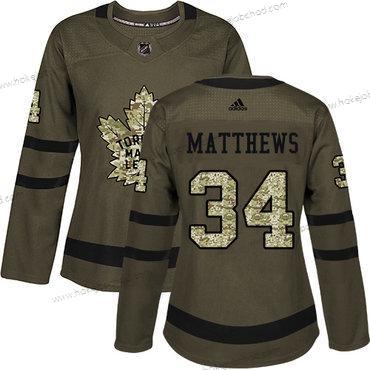 Adidas Žena Toronto Maple Leafs #34 Auston Matthews Zelená Salute to Service Sešitý NHL Dres