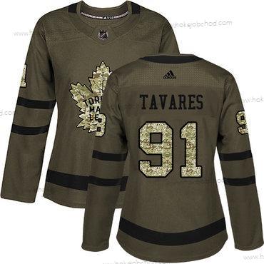 Adidas Žena Toronto Maple Leafs #91 John Tavares Zelená Salute to Service Sešitý NHL Dres