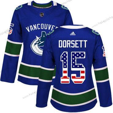 Adidas Žena Vancouver Canucks #15 Derek Dorsett Modrý Domácí Autentické USA Flag Sešitý NHL Dres