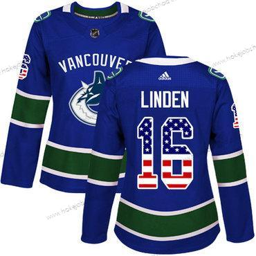 Adidas Žena Vancouver Canucks #16 Trevor Linden Modrý Domácí Autentické USA Flag Sešitý NHL Dres