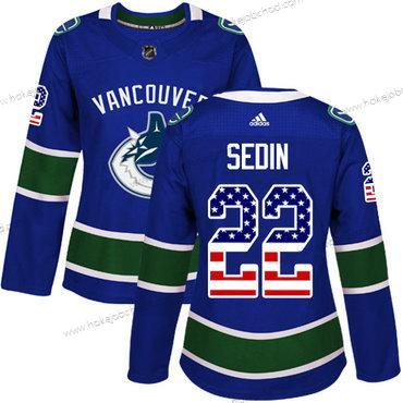 Adidas Žena Vancouver Canucks #22 Daniel Sedin Modrý Domácí Autentické USA Flag Sešitý NHL Dres