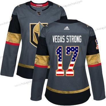 Adidas Žena Vegas Golden Knights #17 Vegas Strong Šedá Domácí Autentické USA Flag Sešitý NHL Dres