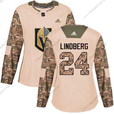 Adidas Žena Vegas Golden Knights #24 Oscar Lindberg Camo Autentické 2017 Veterans Day Sešitý NHL Dres