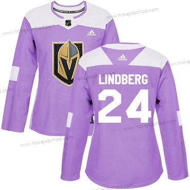 Adidas Žena Vegas Golden Knights #24 Oscar Lindberg Nachový Autentické Bojuje proti rakovině Sešitý NHL Dres