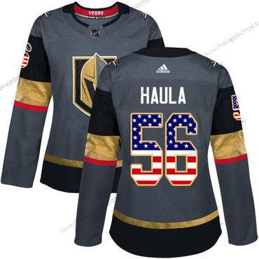 Adidas Žena Vegas Golden Knights #56 Erik Haula Šedá Domácí Autentické USA Flag Sešitý NHL Dres