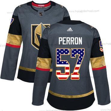 Adidas Žena Vegas Golden Knights #57 David Perron Šedá Domácí Autentické USA Flag Sešitý NHL Dres