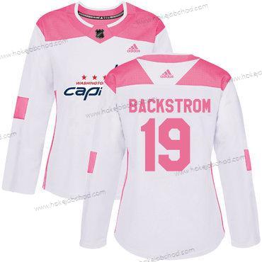 Adidas Žena Washington Capitals #19 Nicklas Backstrom Bílý Růžový Autentické Sešitý NHL Dres