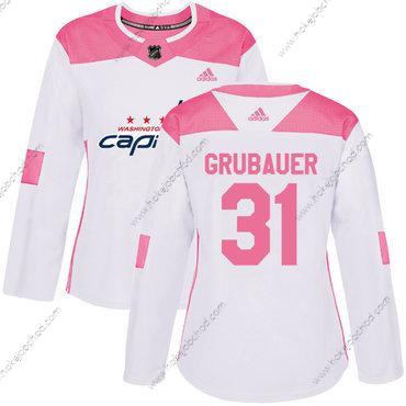 Adidas Žena Washington Capitals #31 Philipp Grubauer Bílý Růžový Autentické Sešitý NHL Dres