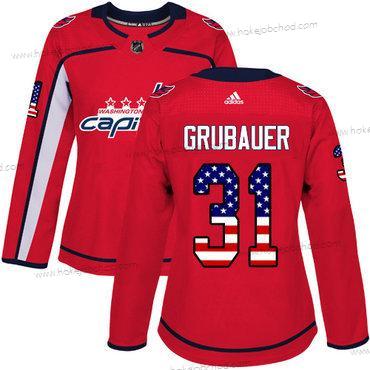 Adidas Žena Washington Capitals #31 Philipp Grubauer Červené Domácí Autentické USA Flag Sešitý NHL Dres