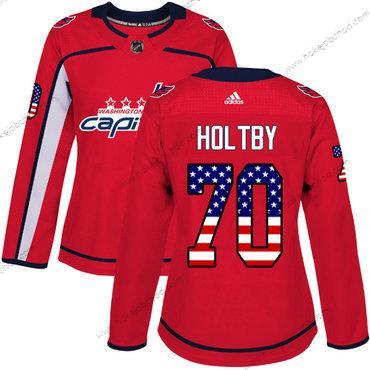 Adidas Žena Washington Capitals #70 Braden Holtby Červené Domácí Autentické USA Flag Sešitý NHL Dres