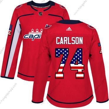 Adidas Žena Washington Capitals #74 John Carlson Červené Domácí Autentické USA Flag Sešitý NHL Dres