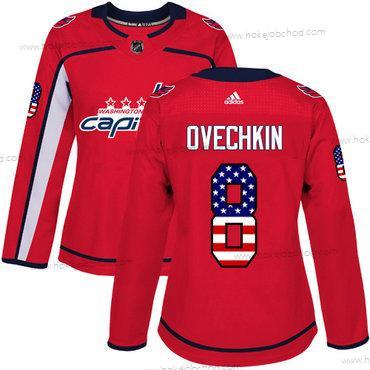 Adidas Žena Washington Capitals #8 Alex Ovechkin Červené Domácí Autentické USA Flag Sešitý NHL Dres