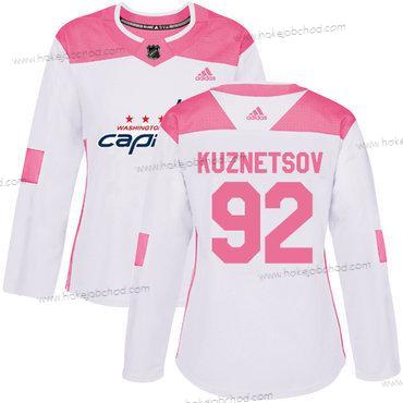 Adidas Žena Washington Capitals #92 Evgeny Kuznetsov Bílý Růžový Autentické Sešitý NHL Dres